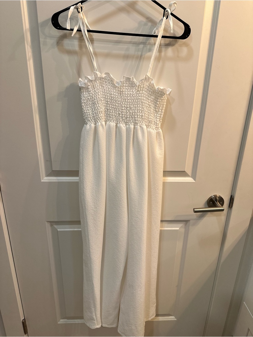 Amazon White Smocked Strap Jumpsuit Romper